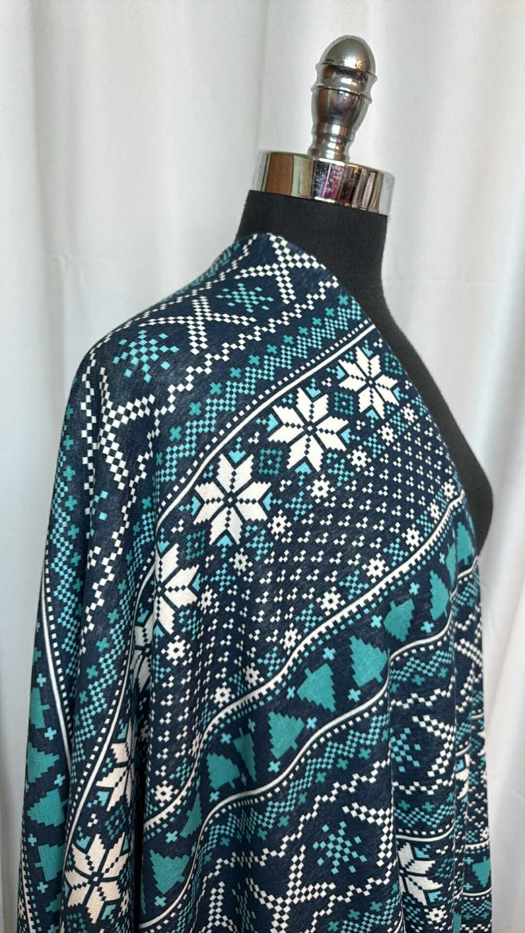 Teal Winter Stripe - SuperPlush - By the Yard