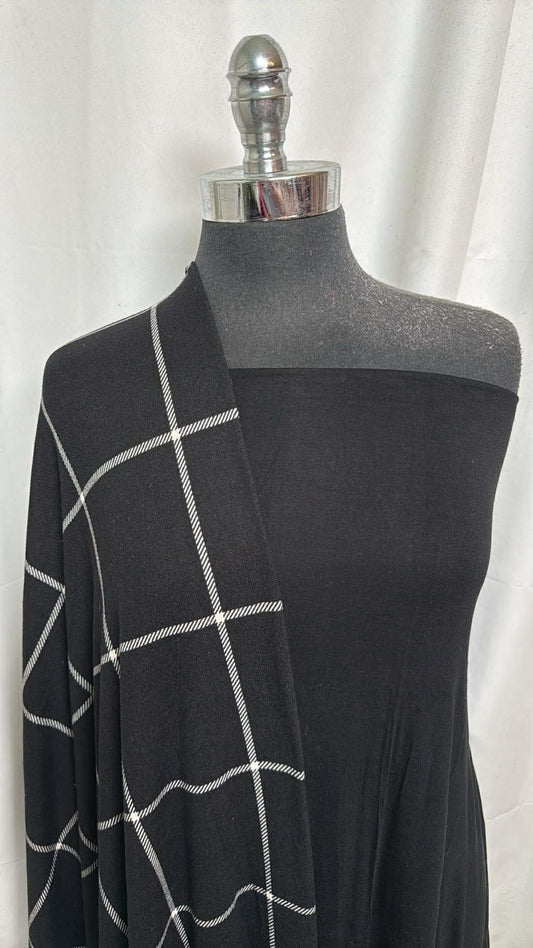 BLACK/WINDOWPANE BUNDLE : 2YD Windowpane Brushed Hacci SK & 2YD Black R/S : A30466