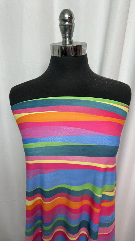 Multi Crooked Stripes - Designer Nylon/Spandex Swim - 2 Yard Cut