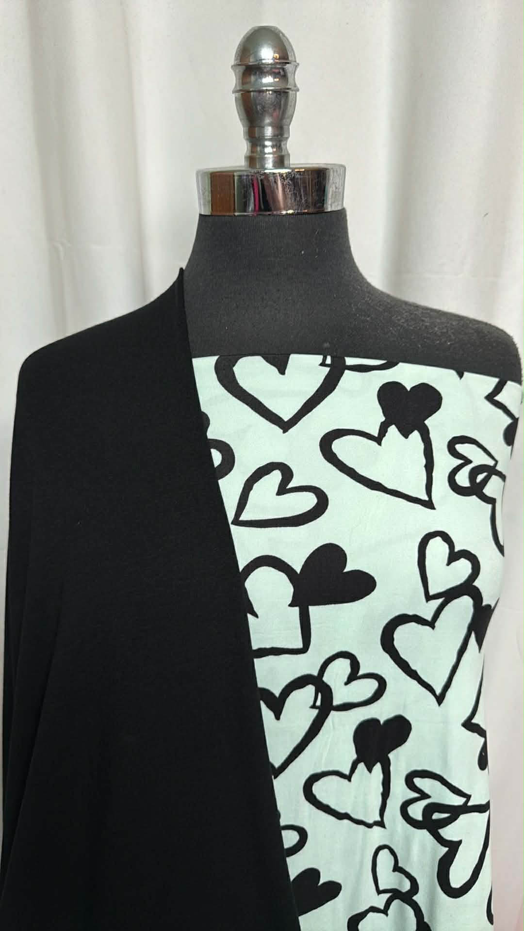 BLACK/MINT HEART BUNDLE : 2YD Mint Heart DBP & 2YD Black Baby FT : A29483