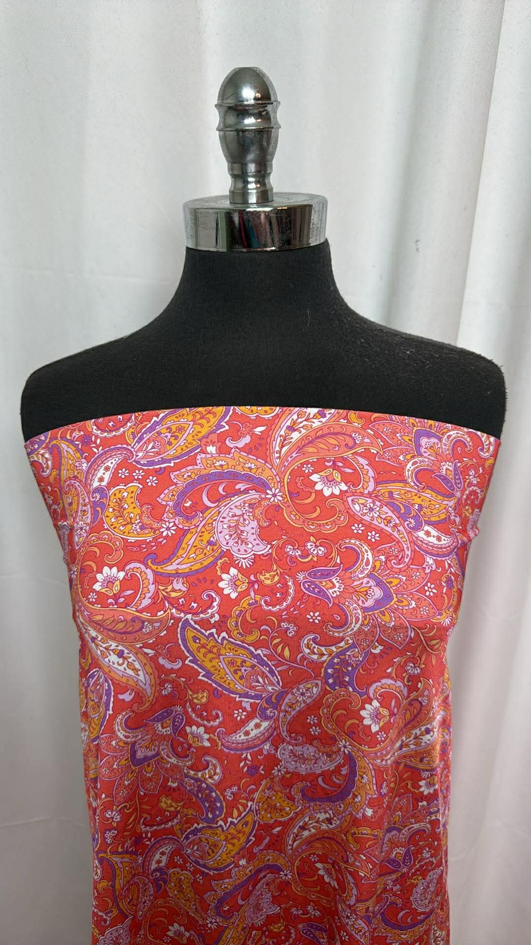 Red/Orange/Purple Paisley - Designer Nylon/Spandex Swim - 1 Yard Cut