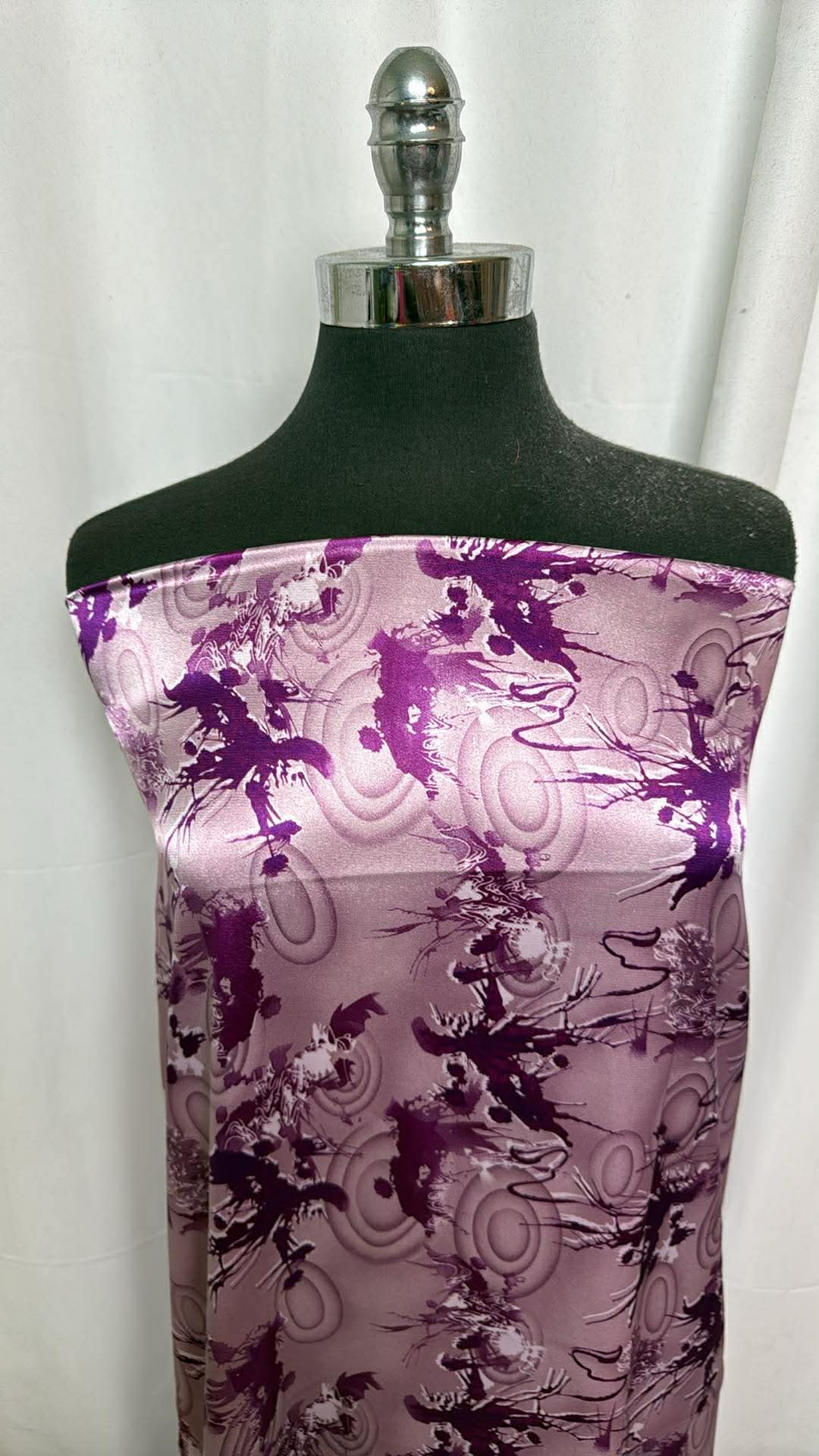 Pink Abstract - Poly Satin - 2 Yard Cut