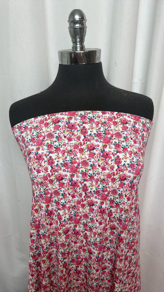 Pink Ditsy Floral - Designer Nylon/Spandex Swim - 2 Yard Cut