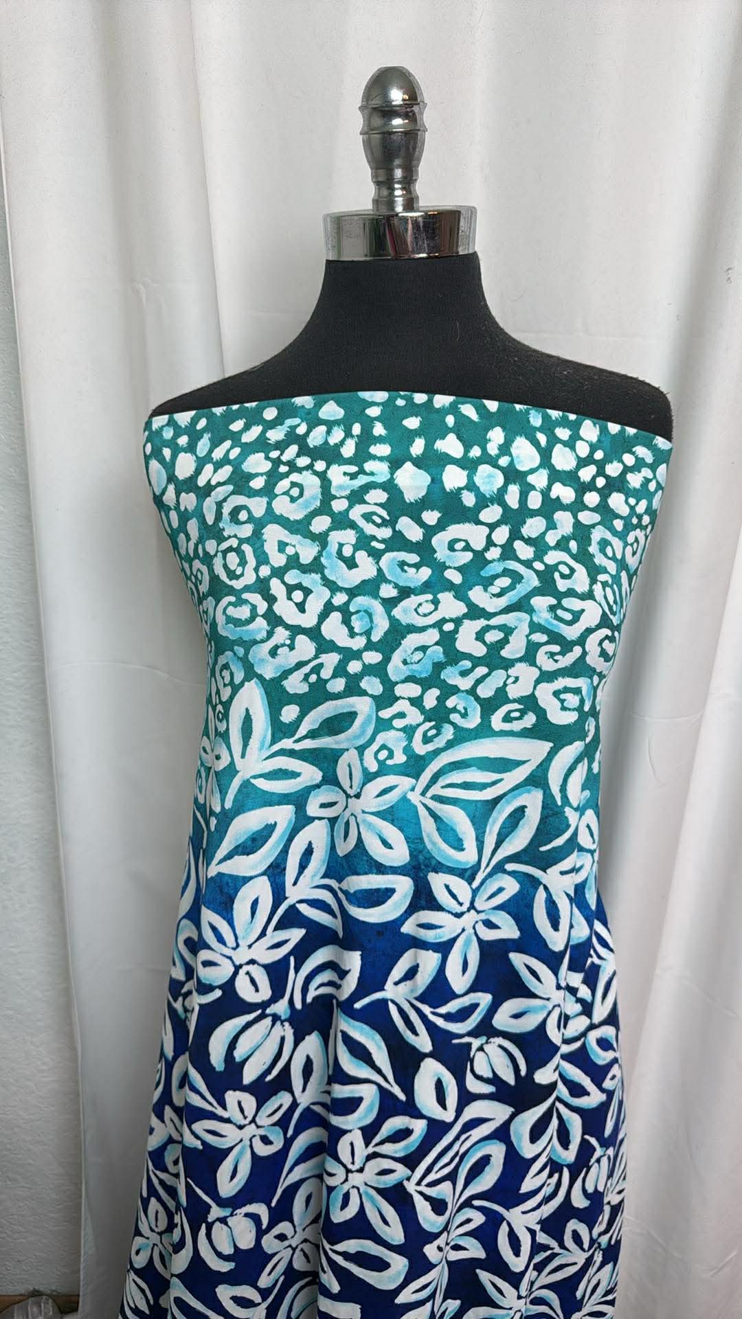Ombre/Leopard Floral - Designer Nylon/Spandex Swim - 2 Yard Cut