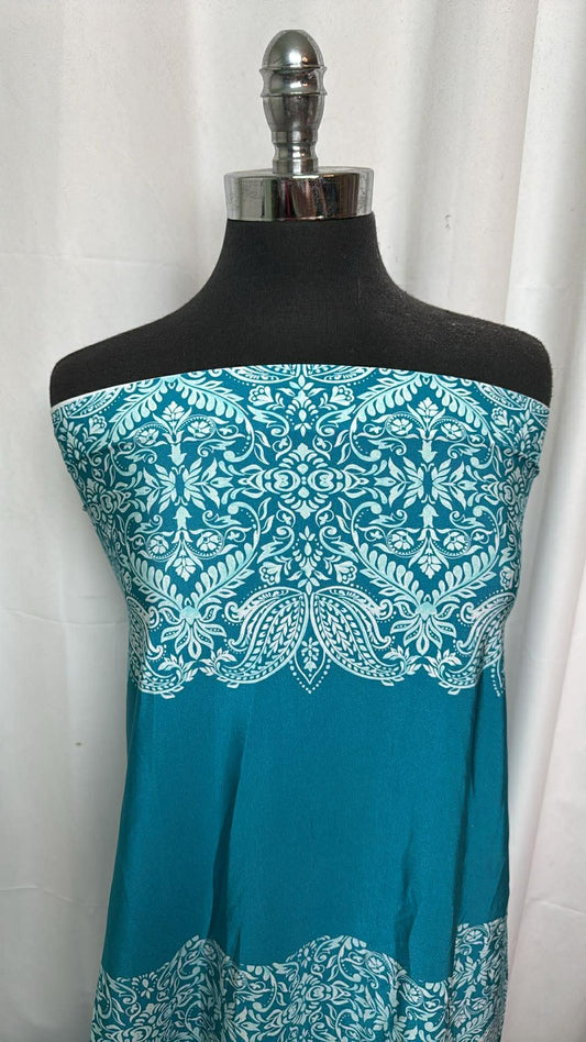 Teal Vertical Floral - Designer Nylon/Spandex Swim - 1 Yard Cut