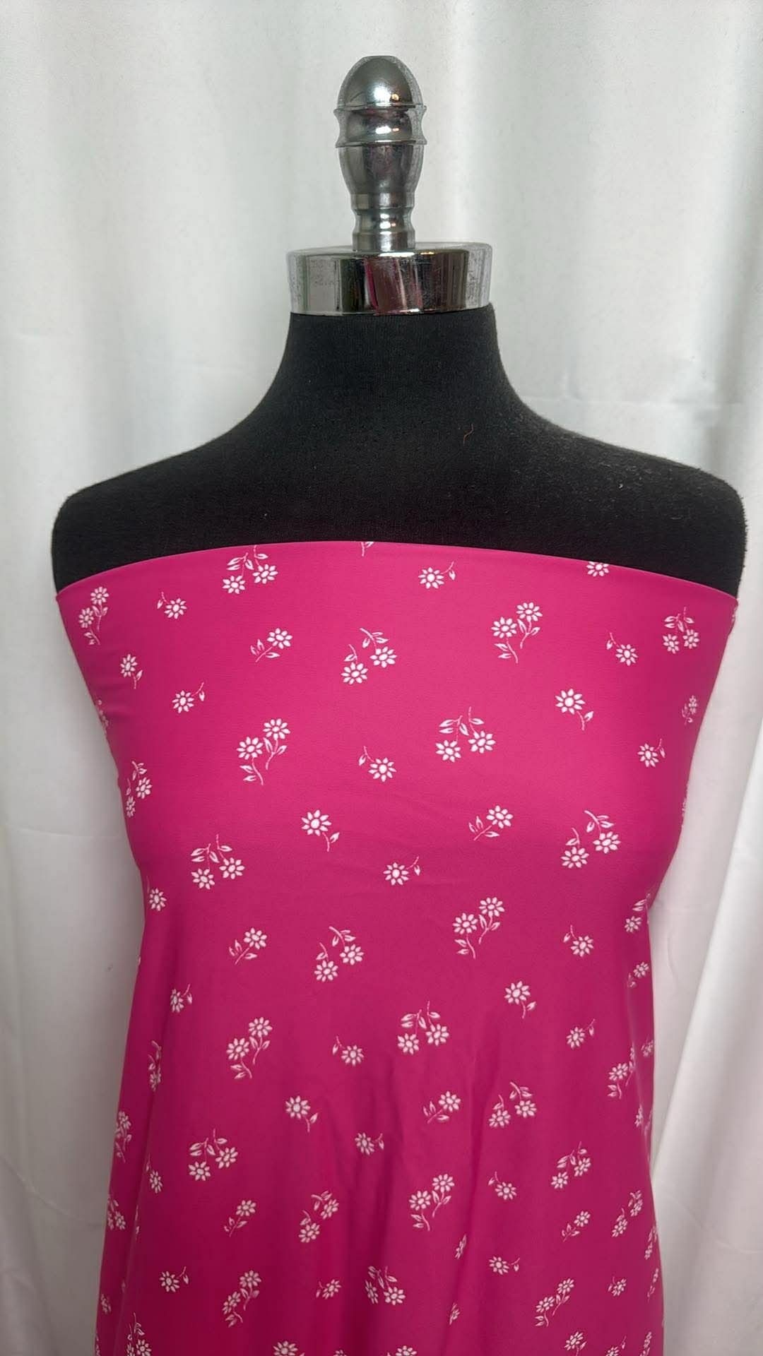 Fuchsia Floral - Designer Nylon/Spandex Swim - 1 Yard Cut