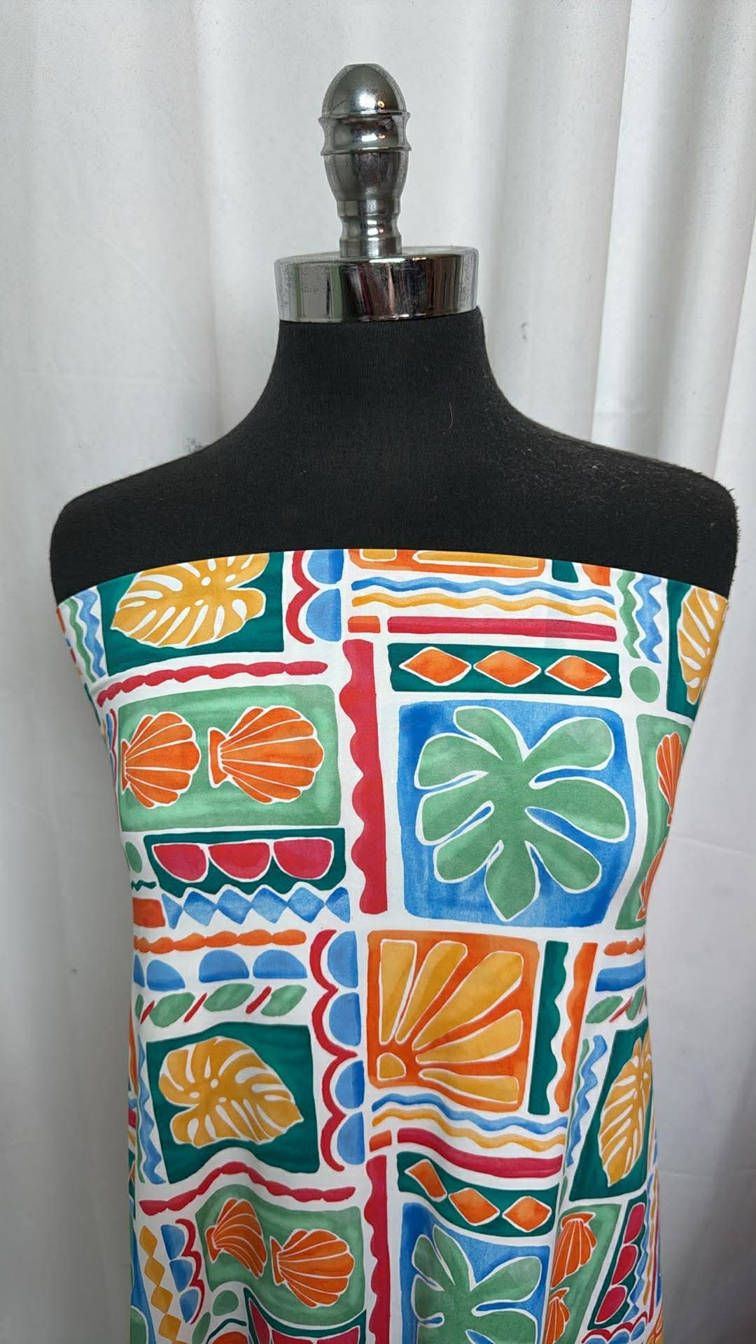 Shells and Leaves Squares - Designer Nylon/Spandex Swim - 2 Yard Cut