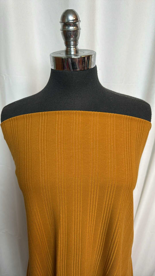 Mustard - Cotton/Spandex Variegated Rib Knit (48" Wide) - By the Yard