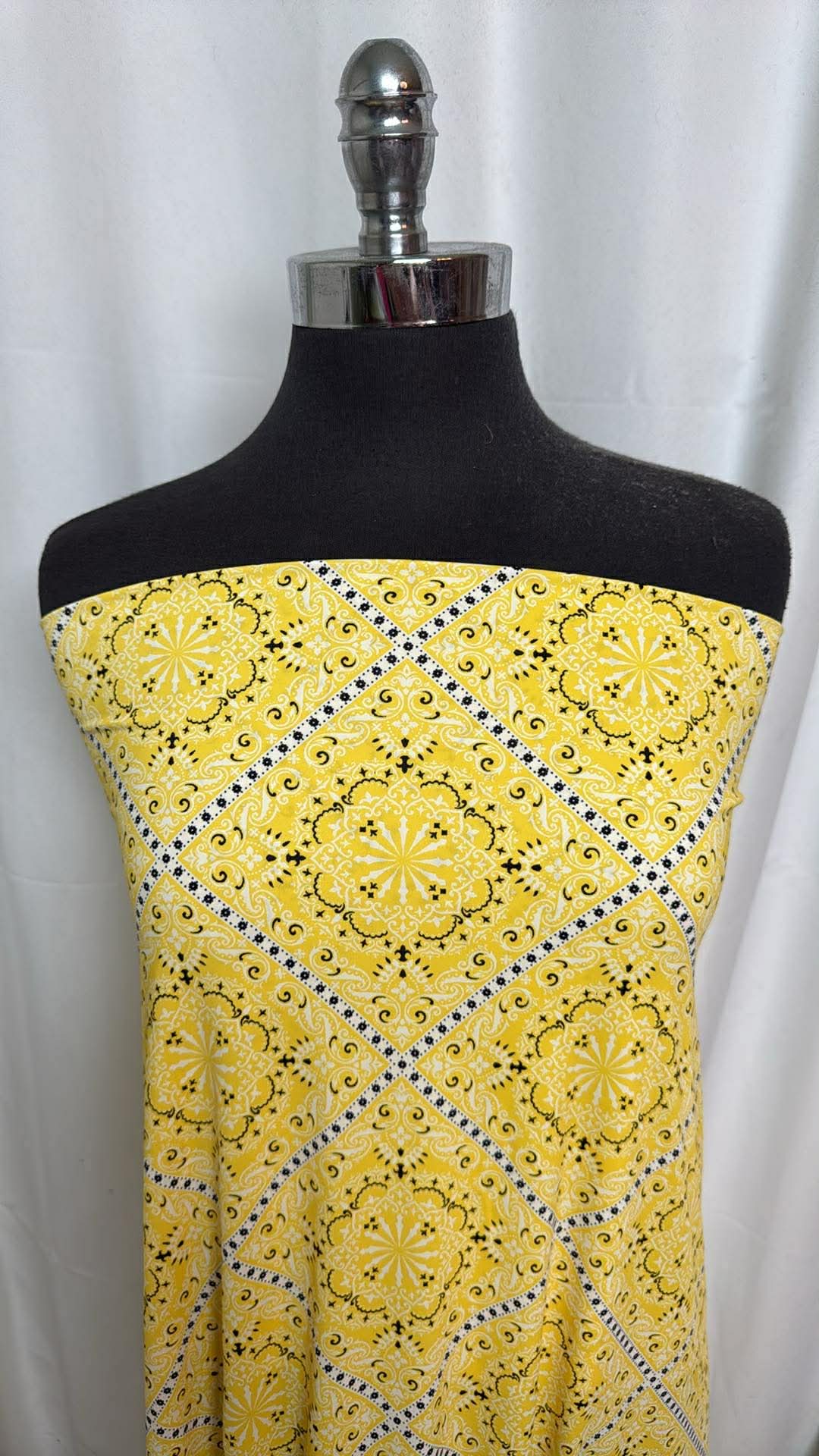 Yellow Bandana - Designer Nylon/Spandex Swim - 1.5 Yard Cut