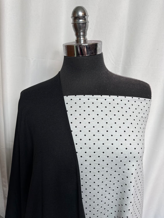 BLACK/GREY DOT BUNDLE : 1+YD Grey Dot Peached PF & 1.5YD Black 2-Tone Peached PF : A29798