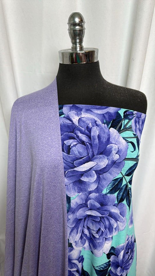 PURPLE/MINT FLORAL BUNDLE : 3YD Purple/Mint Floral Bulgari & 2YD Heather Purple DBP : A30427