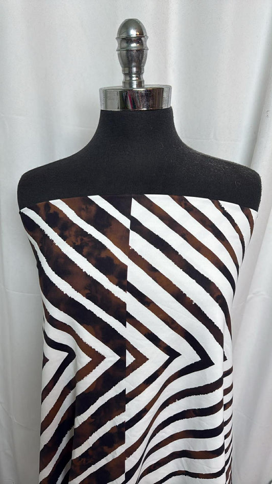 Brown/Black/White Chevron - Designer Nylon/Spandex Swim - 2 Yard Cut