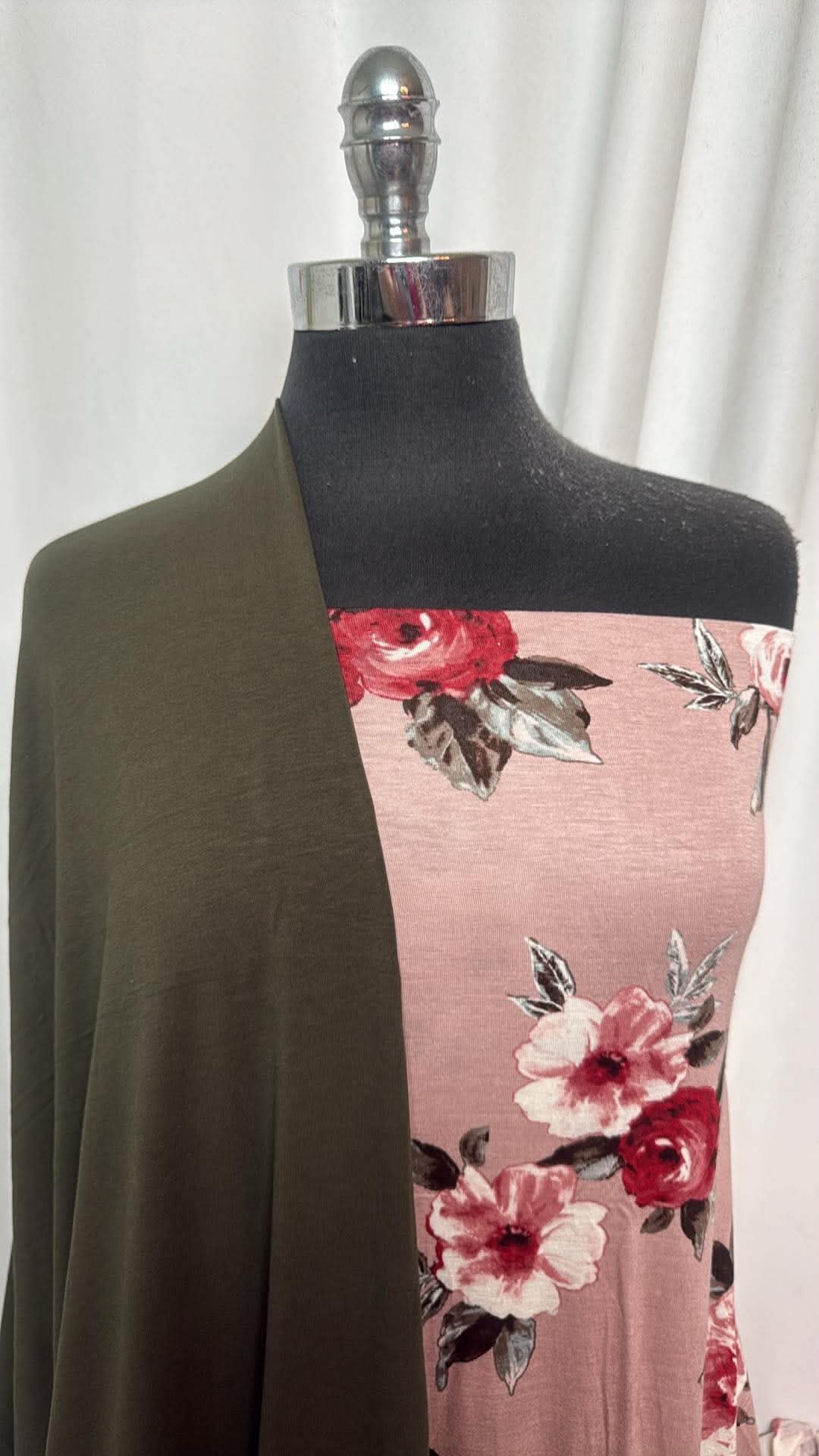 DARK GREEN/BLUSH FLORAL BUNDLE : 3YD Dark Green MVC & 2YD Blush Floral R/S : A30862