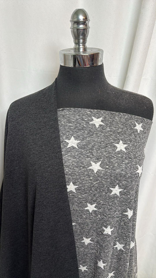 CHARCOAL/STAR BUNDLE : 2YD Star Triblend & 1YD Charcoal 2-Tone Peached PF : A30467