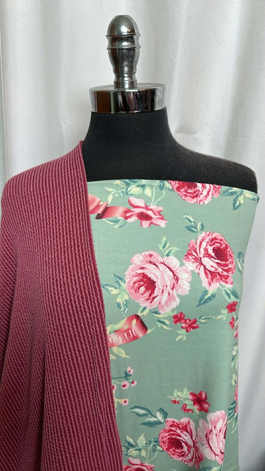 FLORAL WORDS/URBAN RIB BUNDLE : 1.5YD Urban Rib & 2YD Floral Words PRS FT : A29814