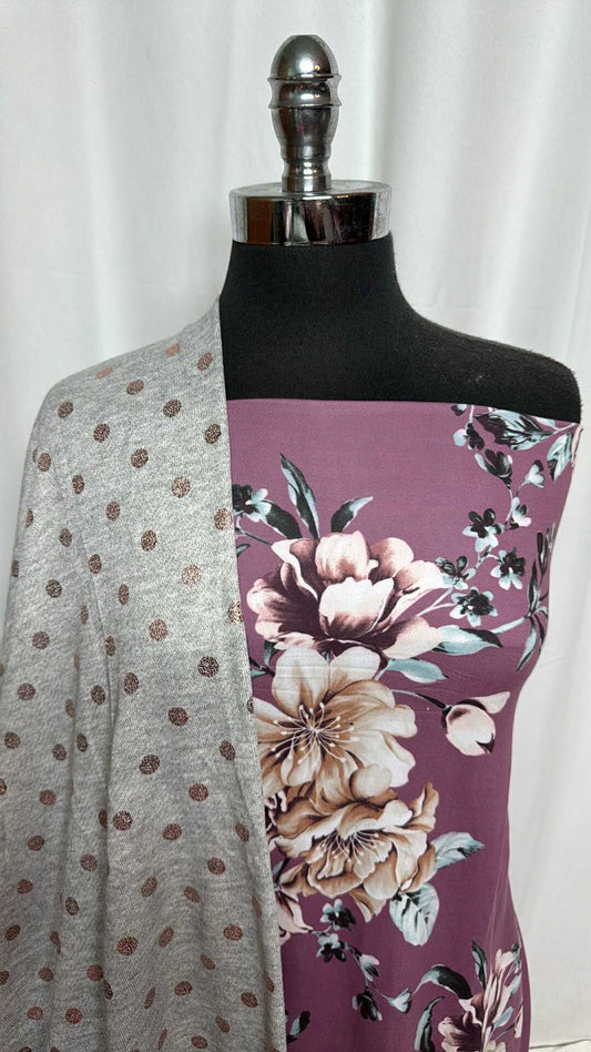 FLORAL/FOIL DOT BUNDLE : 1+YD Floral DBP & 1YD Foil Dot Cotton-Blend FT : A29227