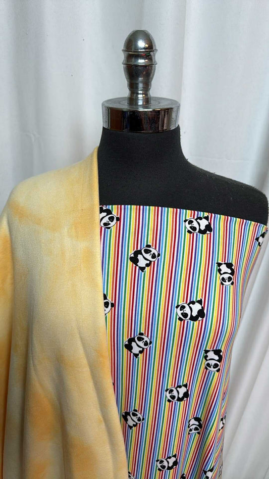 TIE DYE/PANDA BUNDLE : 2YD Tie Dye Poly Fleece & 2YD Pandas DBP : A28328