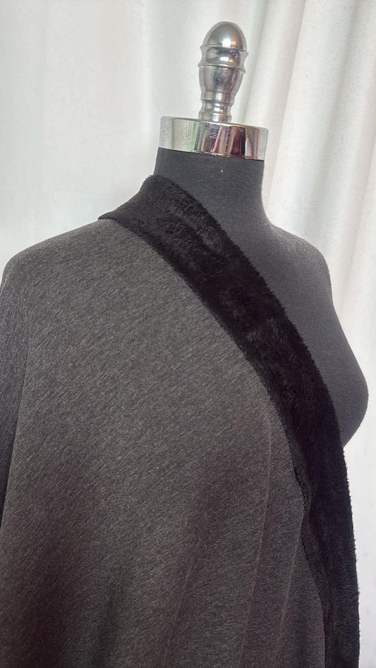 Charcoal/Black - Minky-Backed Jersey - 2 Yard Cut