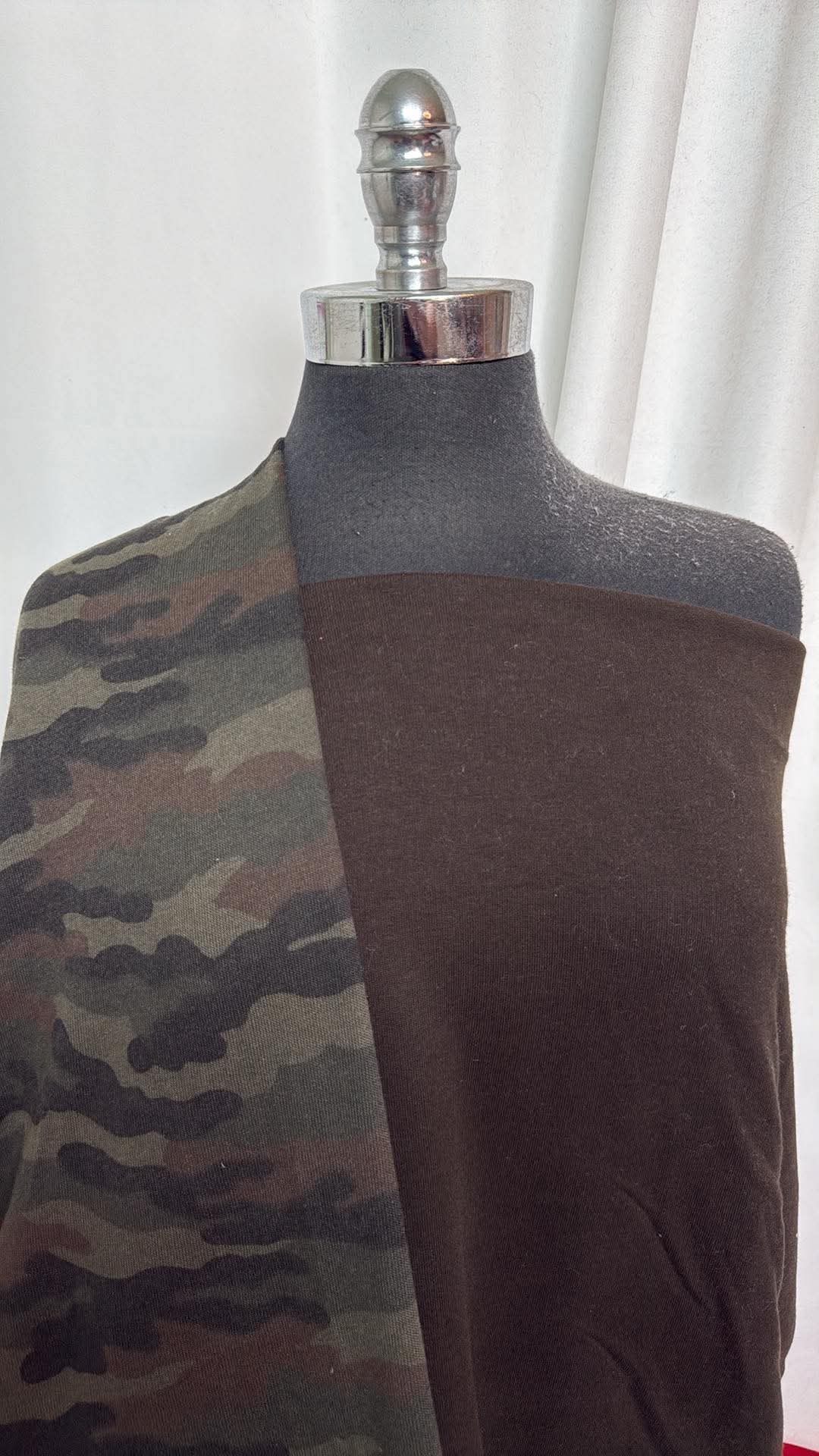 BROWN/CAMO BUNDLE : 1YD Camo Brushed Sweatshirt Fleece (72" Wide) & 2YD Brown Brushed Cotton-Blend FT : A30932