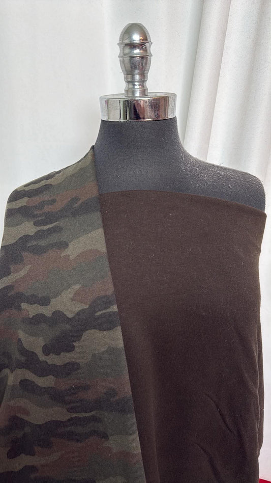 BROWN/CAMO BUNDLE : 1YD Camo Brushed Sweatshirt Fleece (72" Wide) & 2YD Brown Brushed Cotton-Blend FT : A30932