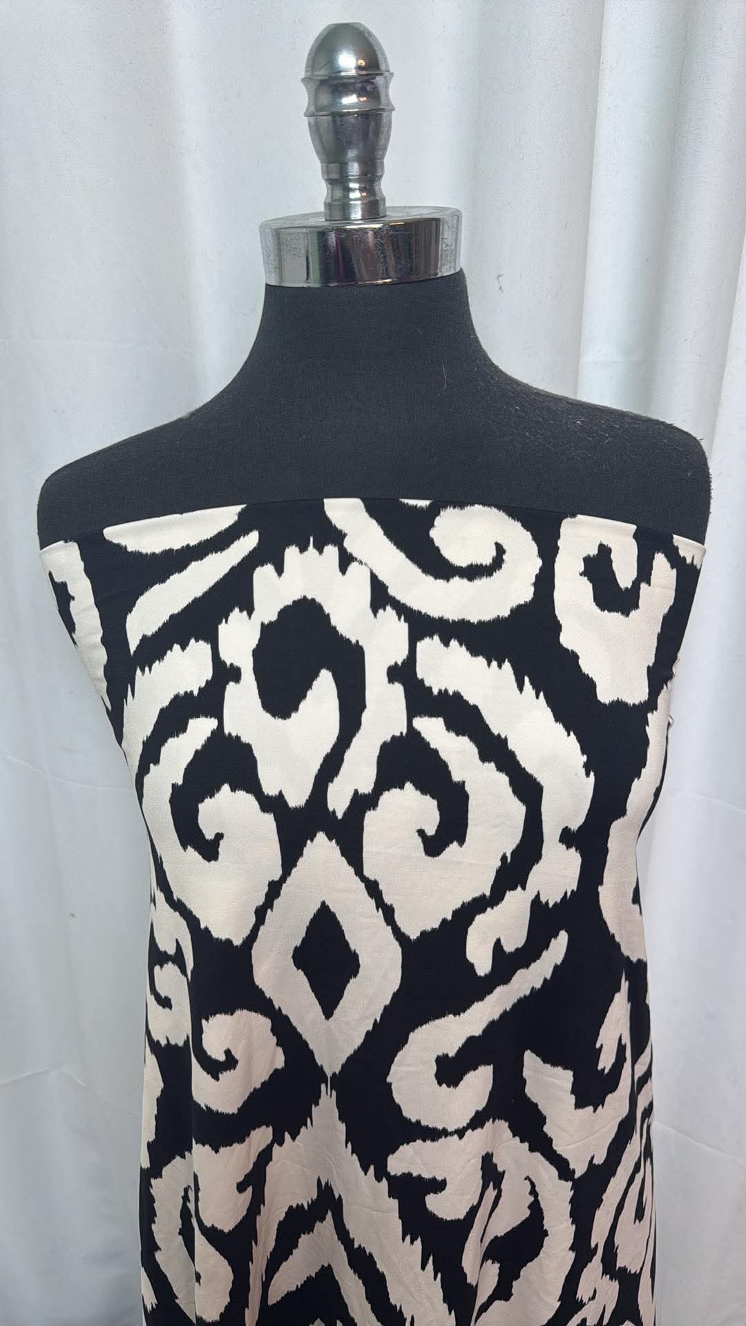 Black/Ivory Abstract - Designer Nylon/Spandex Swim - 2 Yard Cut
