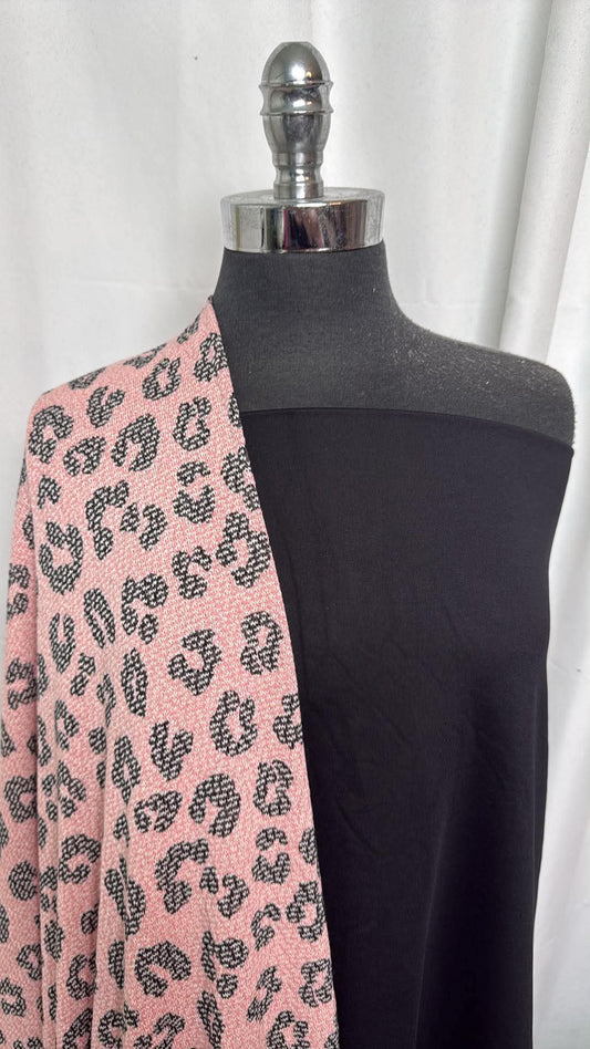 BLACK/LOOSE FT BUNDLE : 2YD Black Heavy Yoga PF & 3YD Leopard Loose-Knit PRS FT : A30625