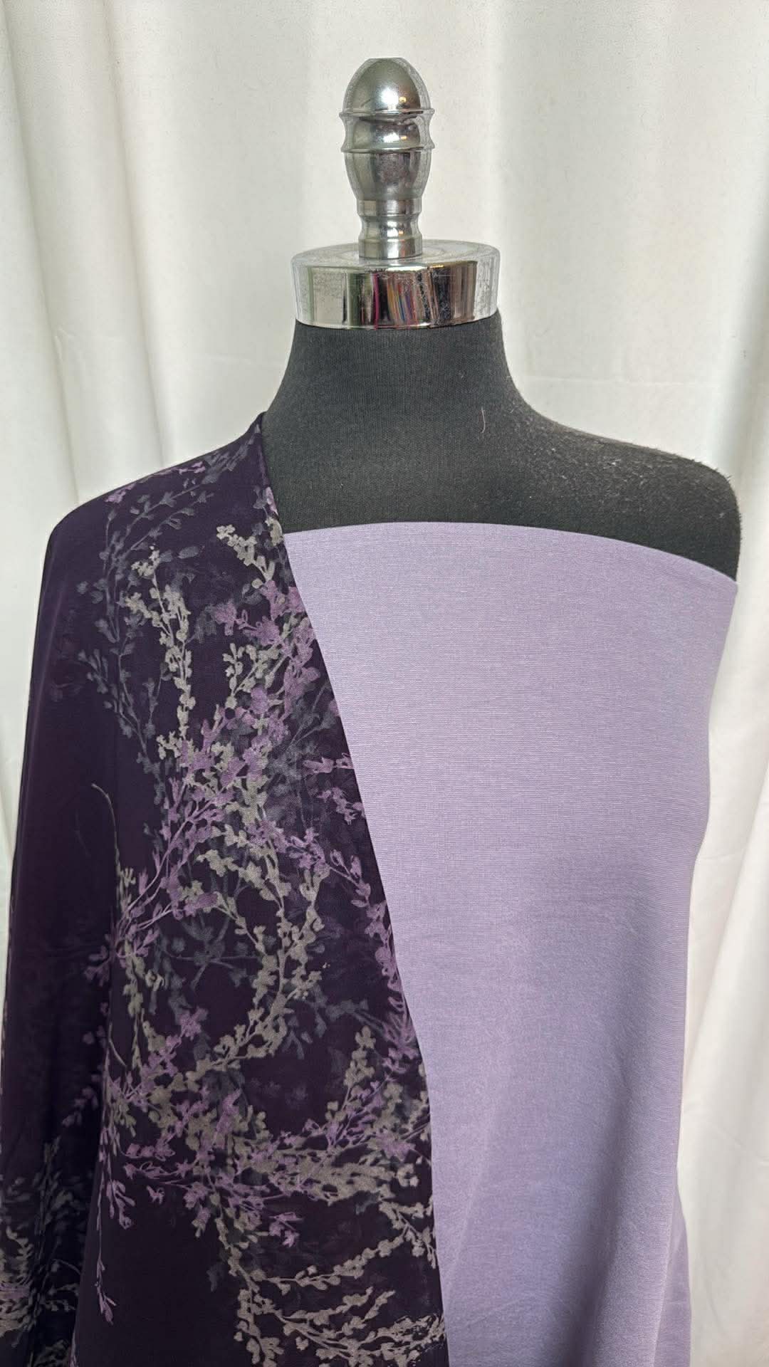 LAVENDER/FLORAL MESH BUNDLE : 3YD Lavender Nylon Ponte & 2YD Floral Stretch Mesh : A30143