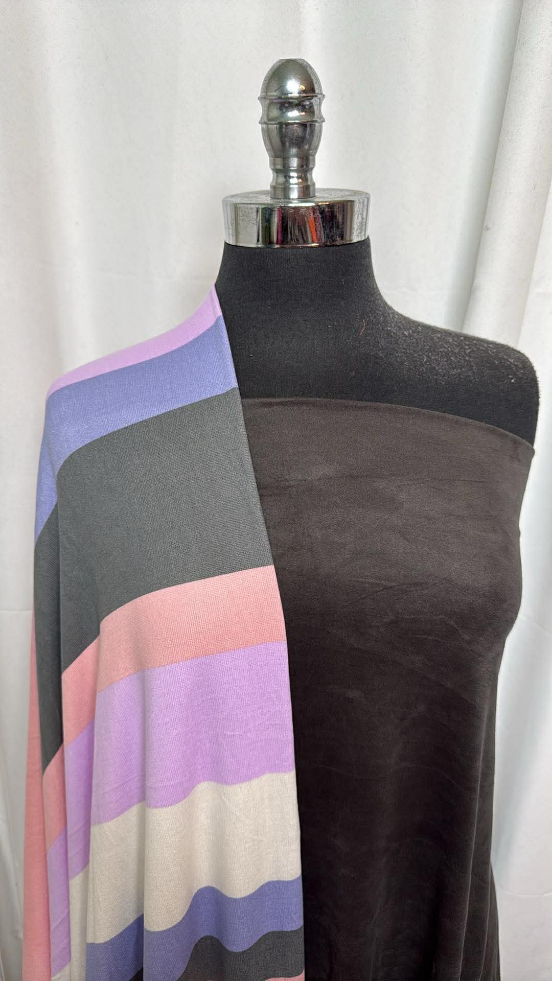 CHARCOAL SUEDE/WIDE STRIPE BUNDLE : 2YD Wide Stripe Oakley SK & 1YD Charcoal Baby Suede : A30432
