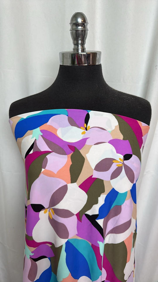 Multi Abstract Floral - Designer Nylon/Spandex Swim - 2 Yard Cut