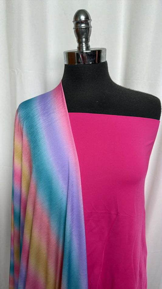 PINK/OMBRE STRIPE BUNDLE : 2YD Pink Brushed-Back PF & 2YD Ombre Stripe Bulgari : A29363