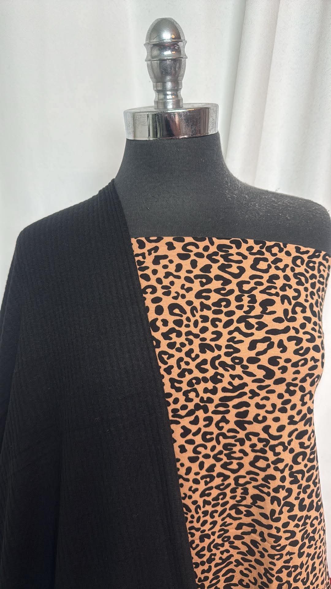 LEOPARD/BLACK WAFFLE BUNDLE : 1YD Leopard C/S & 2YD Black Waffle : A30927