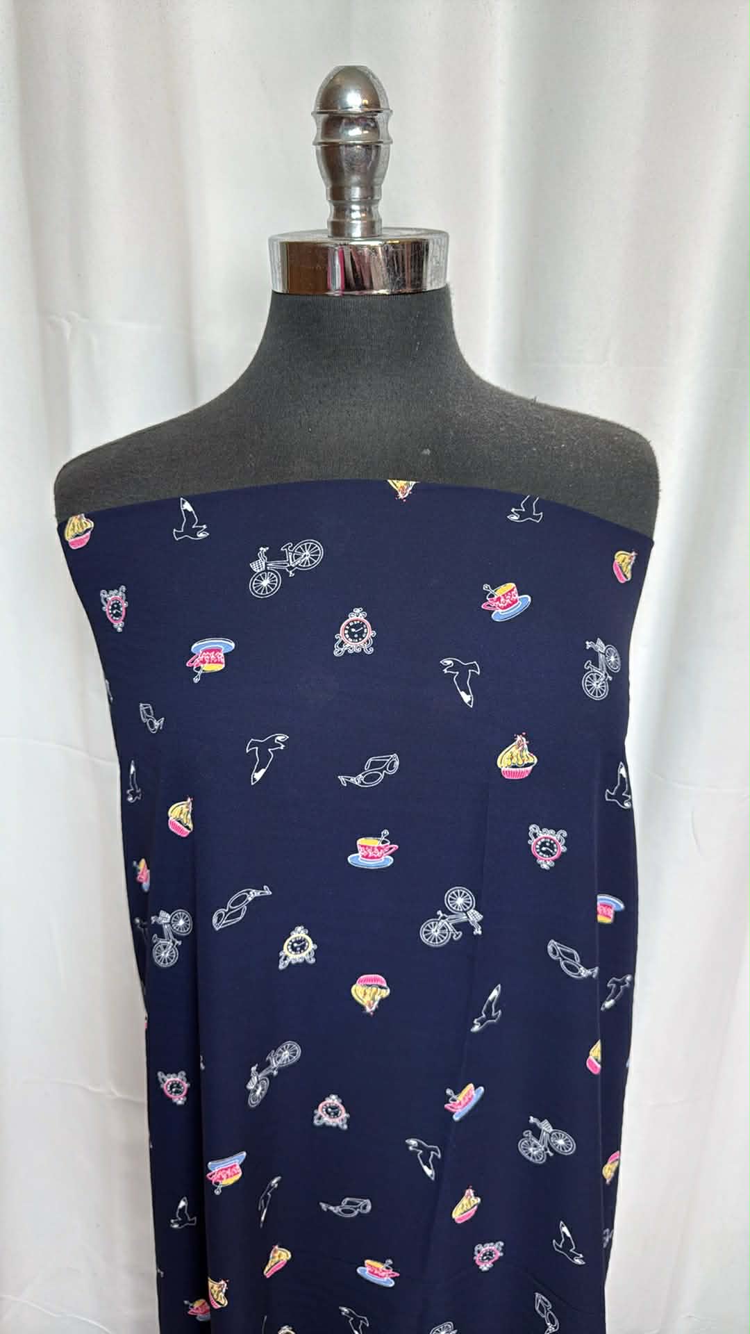 Navy Icons - Poly Woven - 2 Yard Cut