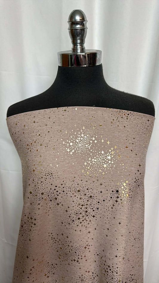 Taupe Celestial - 2-Tone Peached Performance w/Foil - By the 1/2 Yard