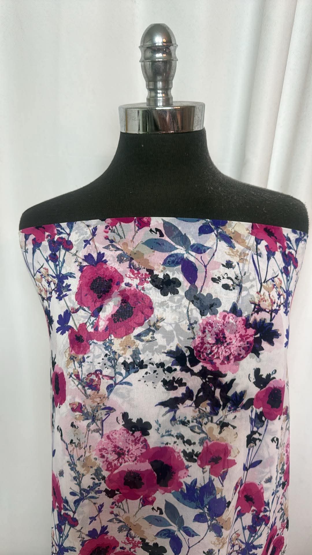 Fuchsia/Multi Floral - Chiffon - 3 Yard Cut