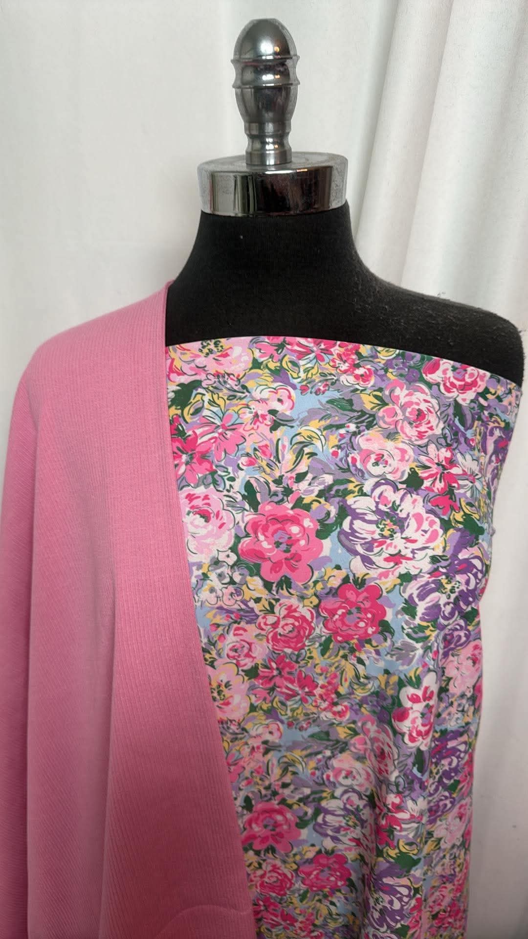 PINK/FLORAL BUNDLE : 1.5YD Pink Heavy C/S Rib & 1.5YD Floral Yoga PF : A30924