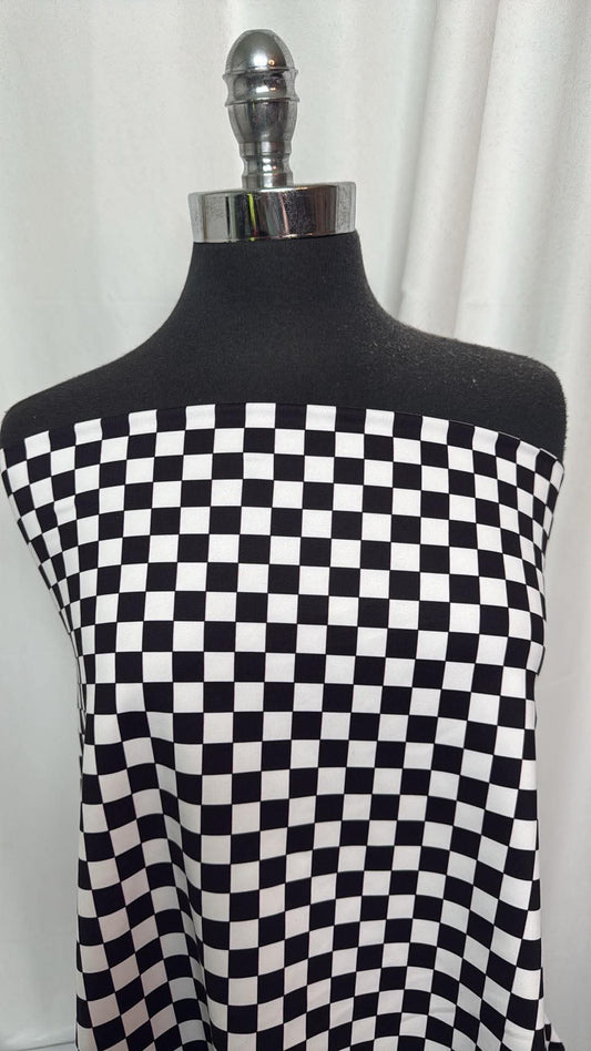 Black/White Checker - Peached Performance - 2 Yard Cut