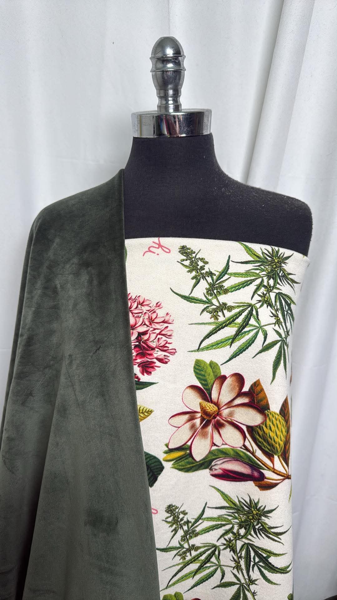 BOTANICAL/VELVET PLUSH BUNDLE : 3YD Botanical Heavy Cotton FT & 2YD Velvet Plush : A30617