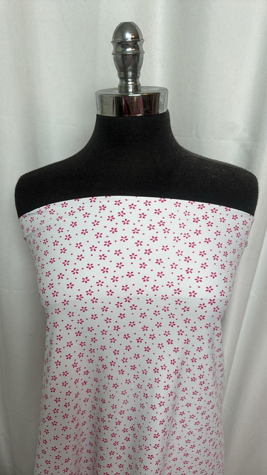 Pink Ditsy Floral - Designer Nylon/Spandex Swim - 1 Yard Cut