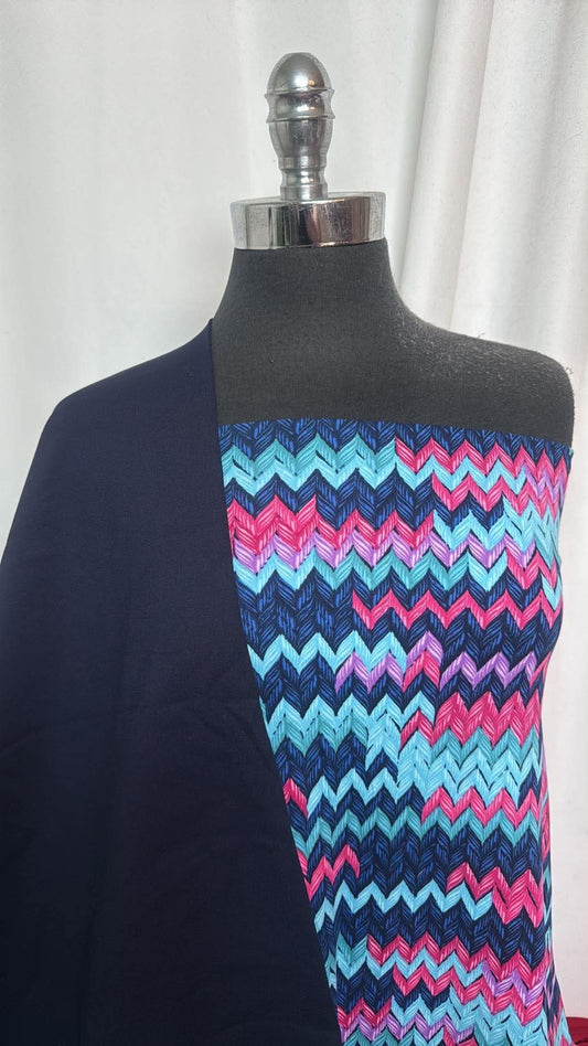 NAVY/"KNIT" BUNDLE : 2YD "Knit" DBP & 1YD Navy Nylon Ponte : A30930