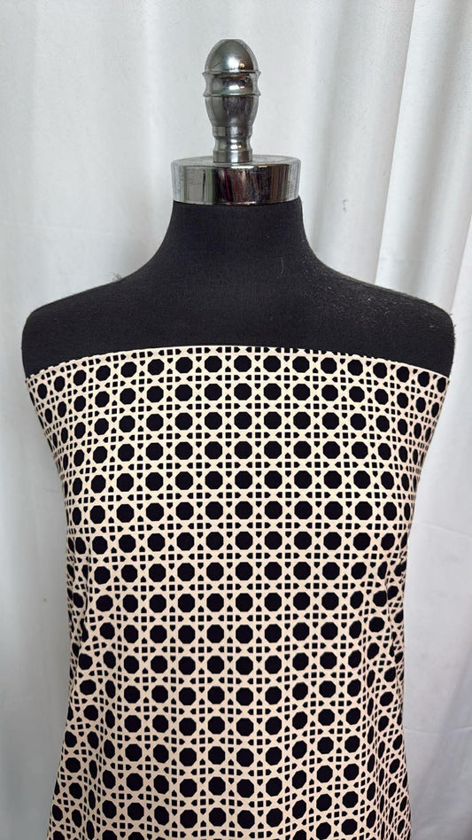 Black/Ivory Trellis - Designer Nylon/Spandex Swim - 2 Yard Cut