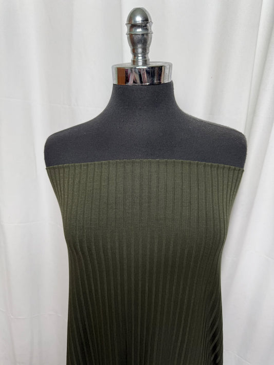 Olive - Rayon/Spandex Rib Knit - 2 Yard Cut