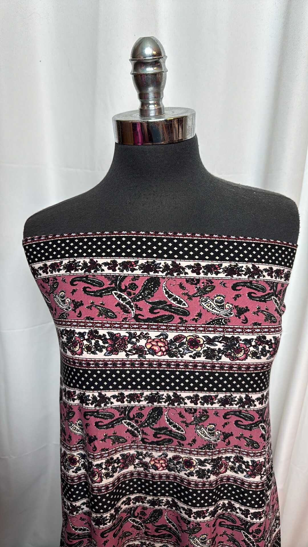 Paisley Stripe - Single Brushed Poly Spandex - 2 Yard Cut