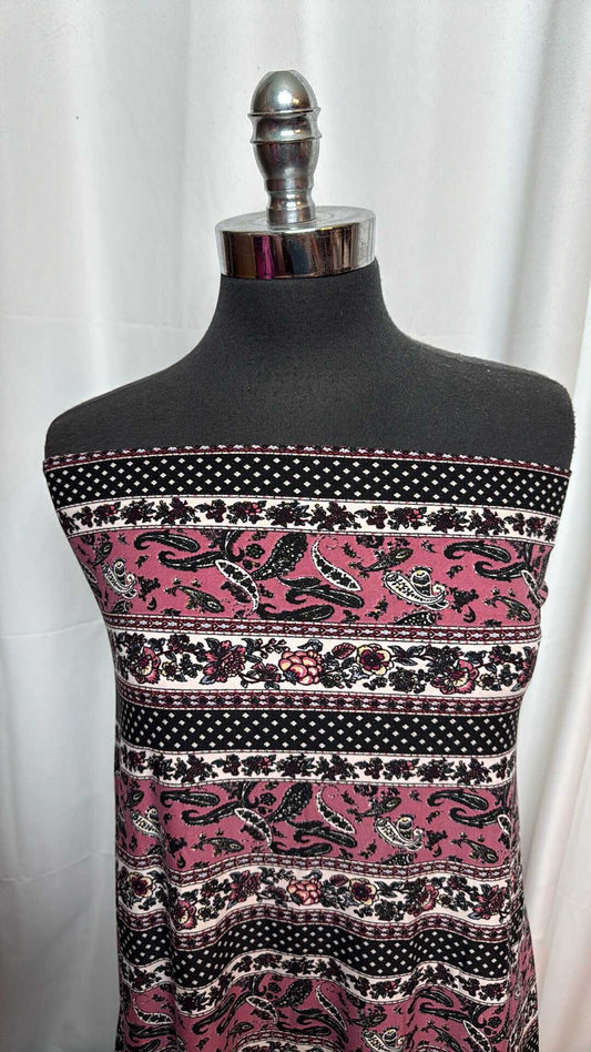 Paisley Stripe - Single Brushed Poly Spandex - 2 Yard Cut
