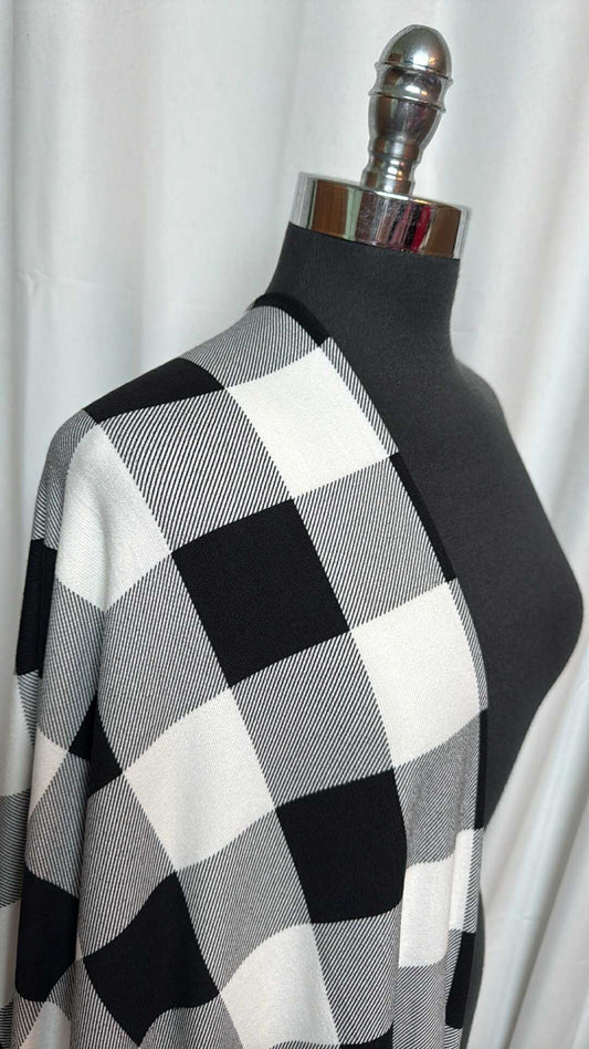 Black/Ivory Buffalo Plaid - Oakley Sweater Knit - 2 Yard Cut