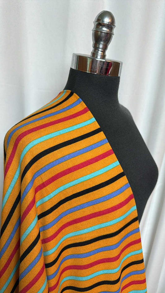 Mustard Multi-Stripe - Brushed Hacci Sweater Knit - 2 Yard Cut