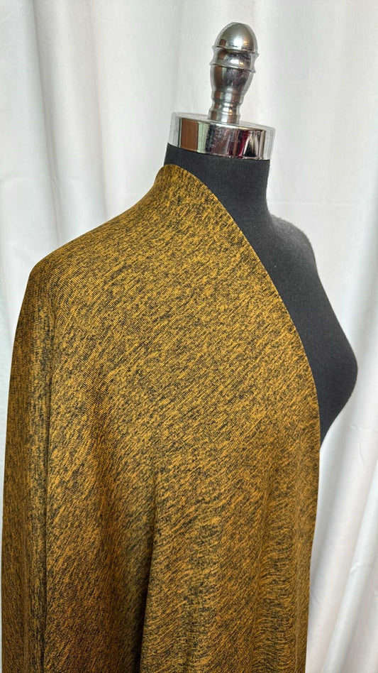 Mustard/Black - Brushed-Back Hacci Sweater Knit - 2 Yard Cut