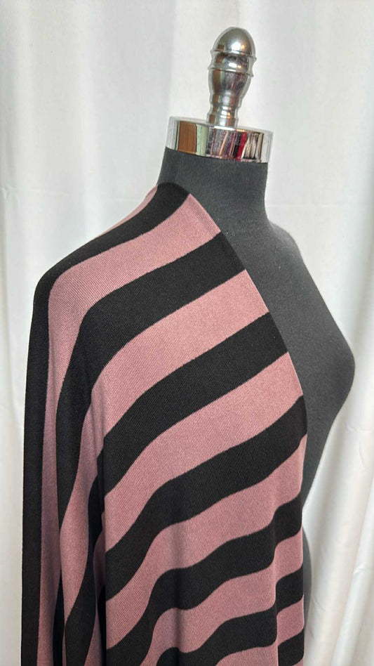 Black/Rose Stripe - Oakley Sweater Knit - 2 Yard Cut