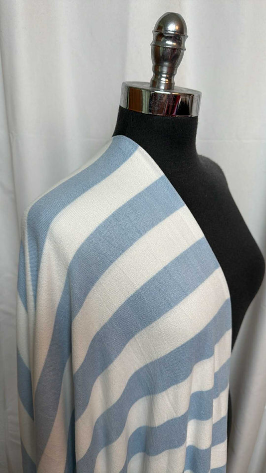 White/Light Blue Stripe - Oakley Sweater Knit - 2 Yard Cut