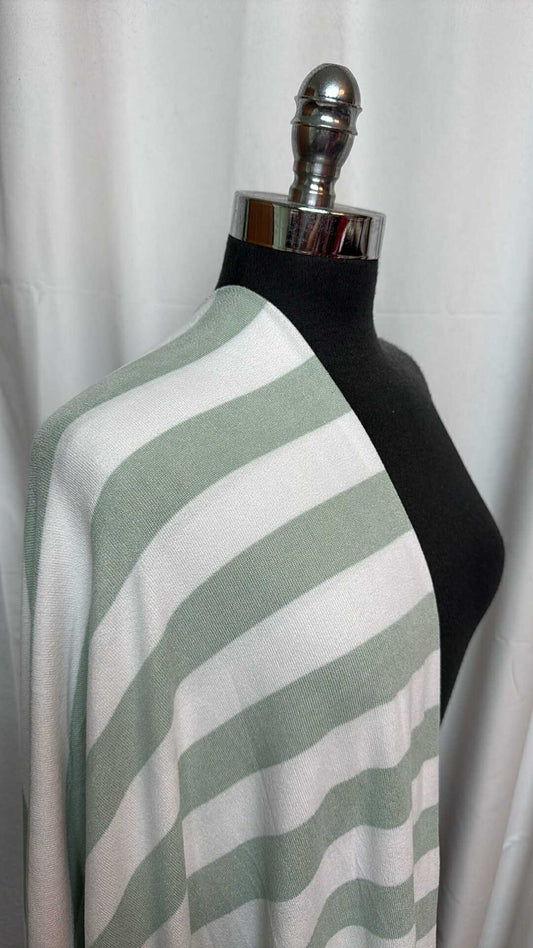 White/Sage Stripe - Oakley Sweater Knit - 2 Yard Cut