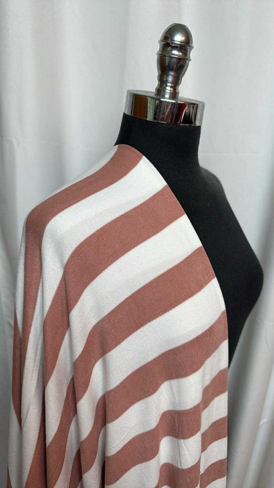 White/Terracotta Stripe - Oakley Sweater Knit - 2 Yard Cut